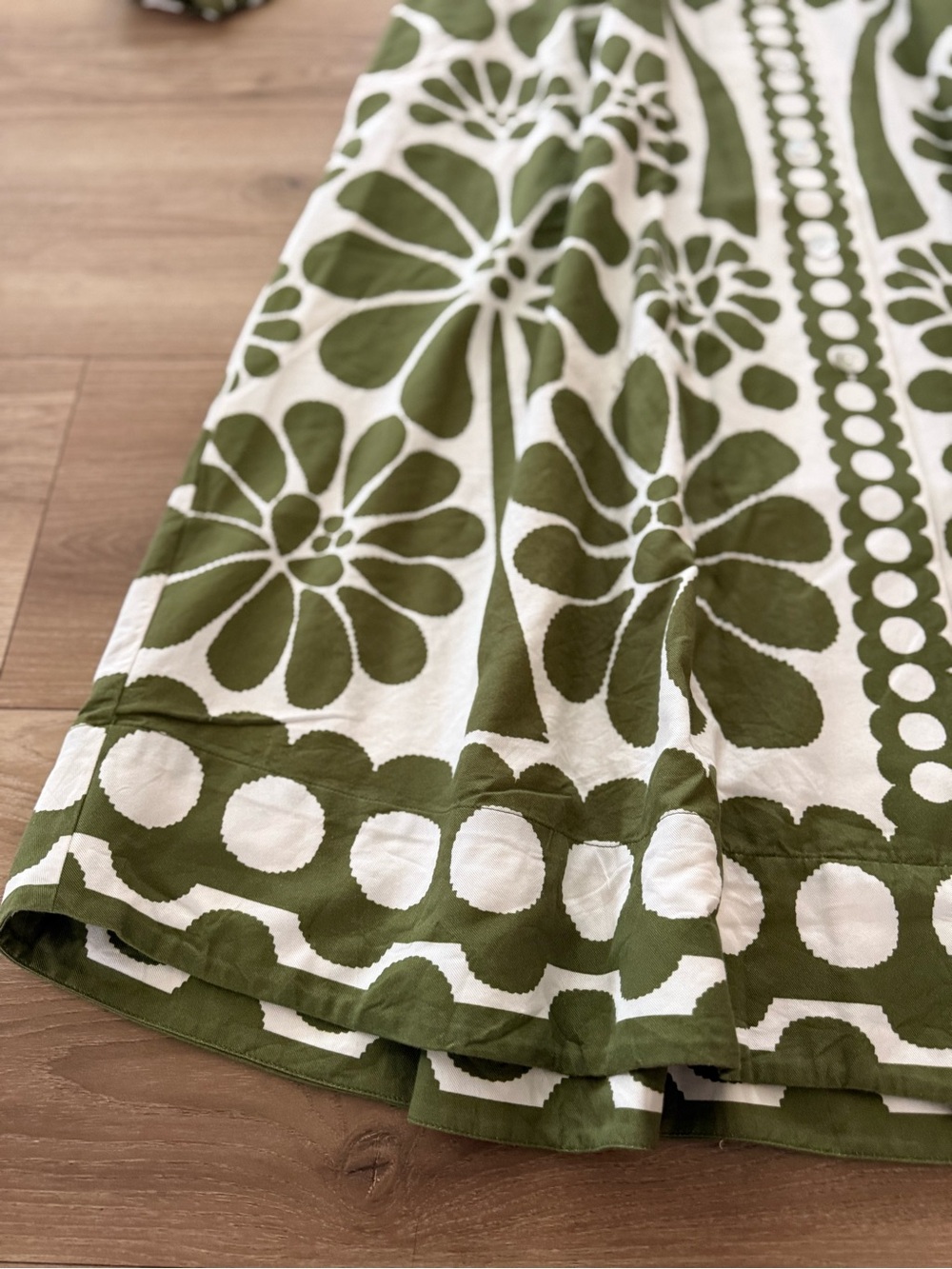 FARM RIO PALERMO OLIVE GREEN & BEIGE MAXI DRESS LARGE - Picture 3 of 8